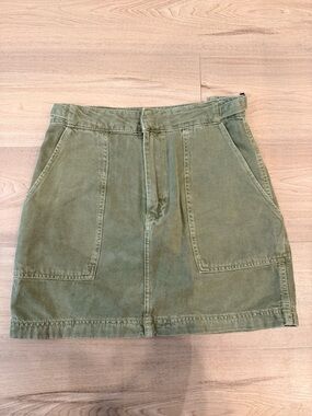 Free People Olive Green High Rise Cargo Mini Skirt